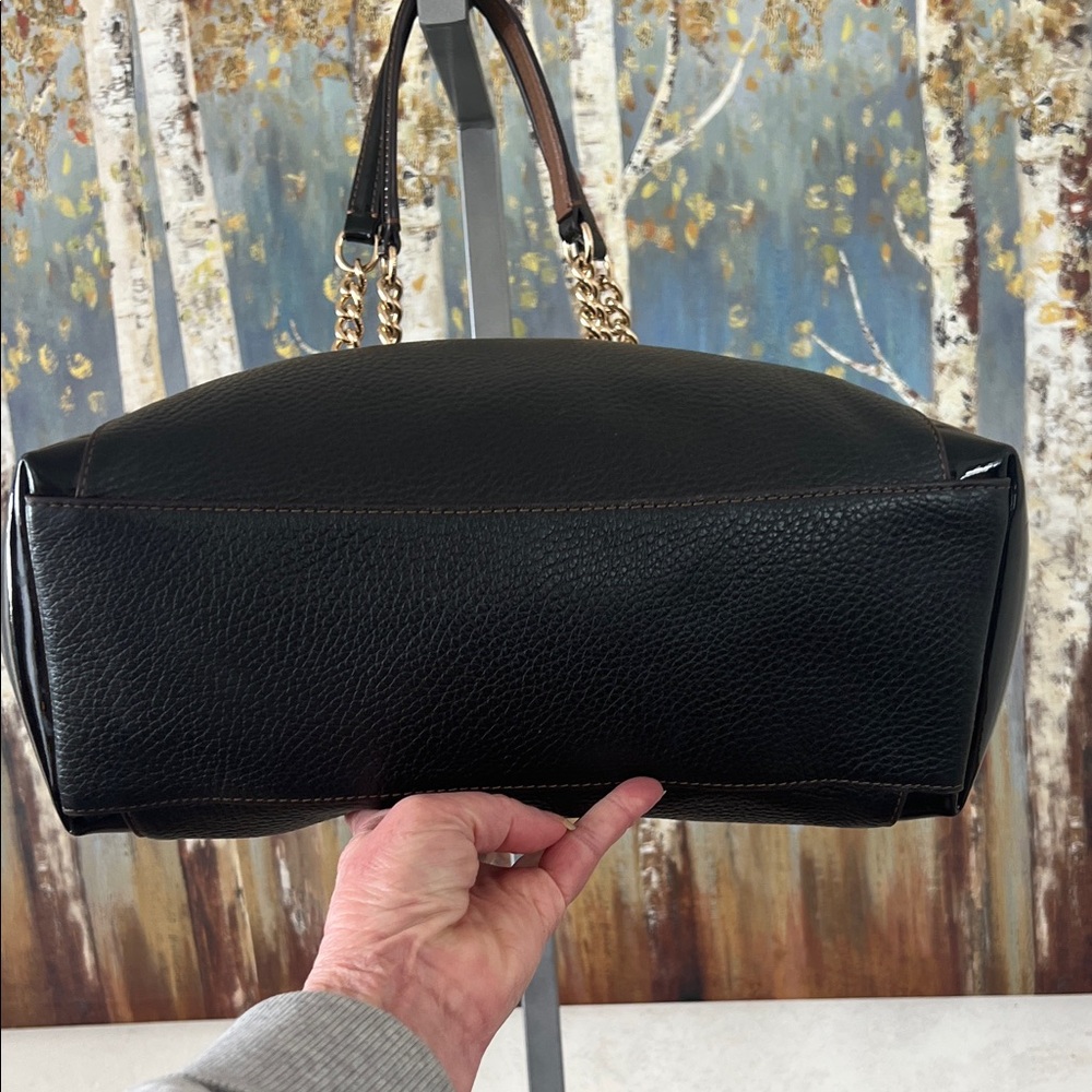 Coach Ava Tote with Black Pebbled Leather & Patent Side Panels - Picture 7 of 14